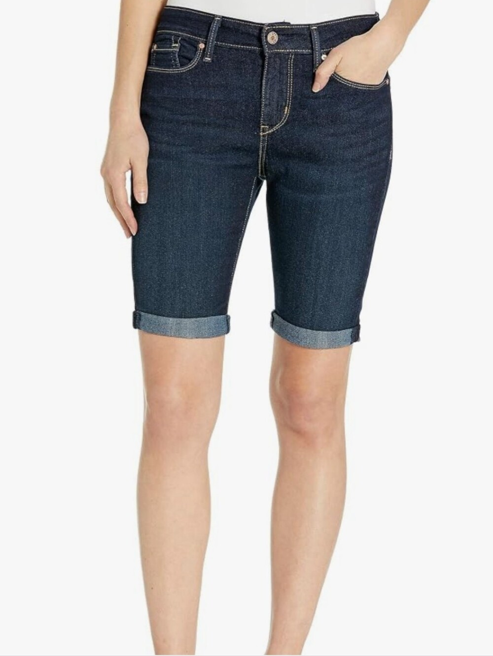 Signature by Levi Strauss Dark Indigo Rolled Cuff Denim Bermuda Shorts